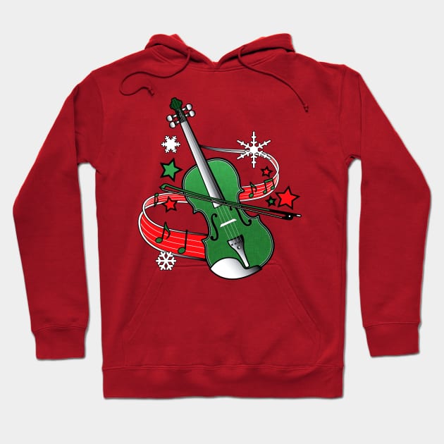 Christmas Violin with Notes and Stars Hoodie by PenguinCornerStore